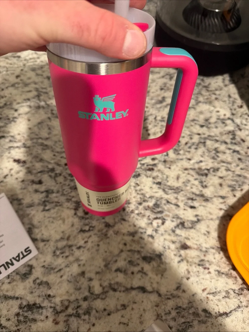 Stanley Quencher H2.0 30oz Insulated Tumbler Handle Lid Straw Passion Pink/Teal